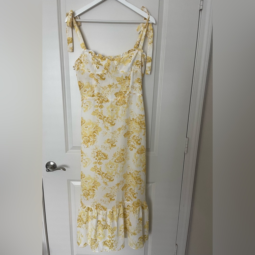 NWT Aqua Yellow Floral Midi Dress (Bloomingdale’s exclusive)